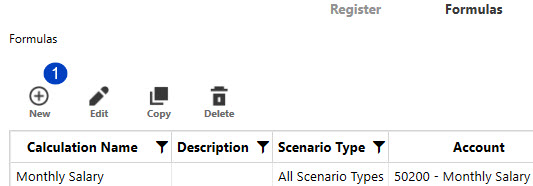 1. Create new formula button